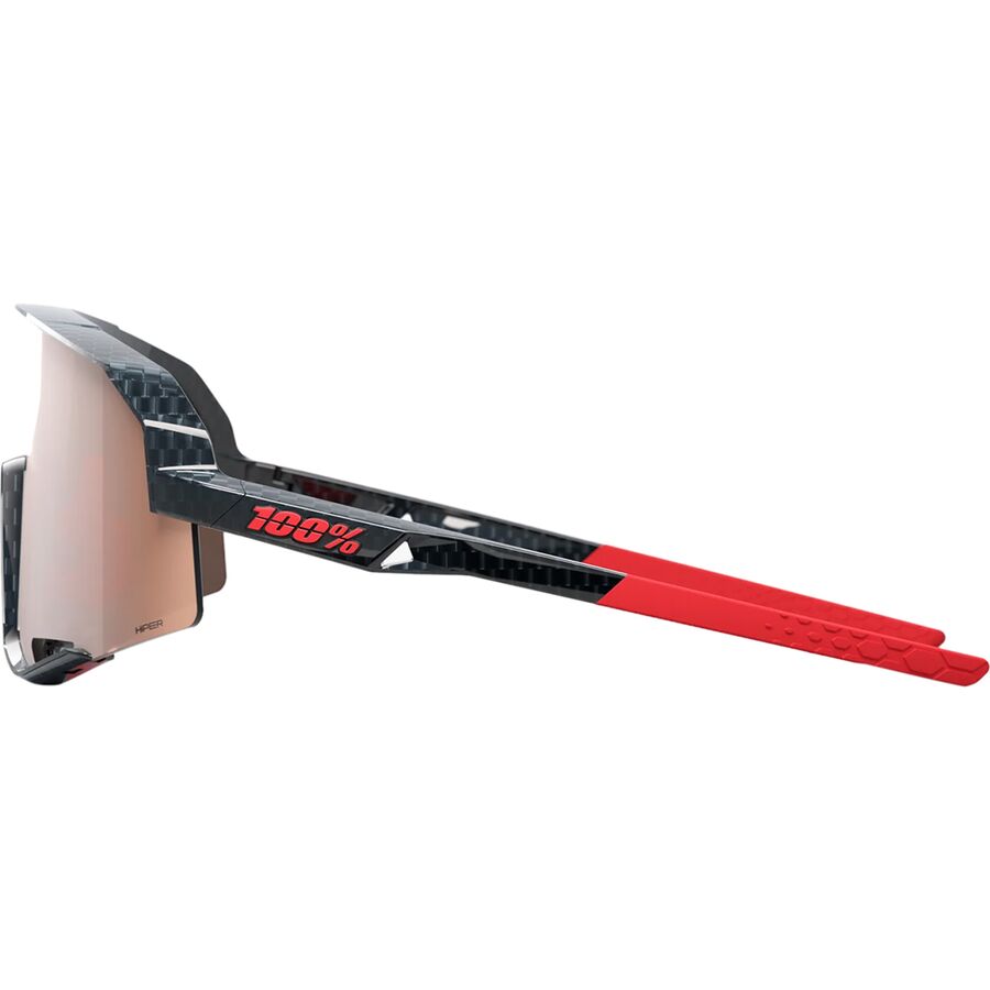 100% Slendale Sunglasses Gloss Crabon Fiber HiPER Crimson Silver Lens