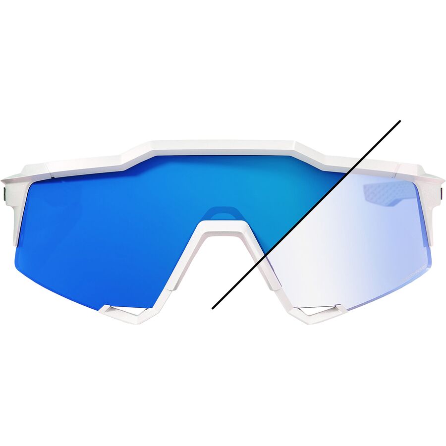 100% Speedcraft Sunglasses Bastille LE/Pearl White Glitter/Blue Mirror Photochromic Lens