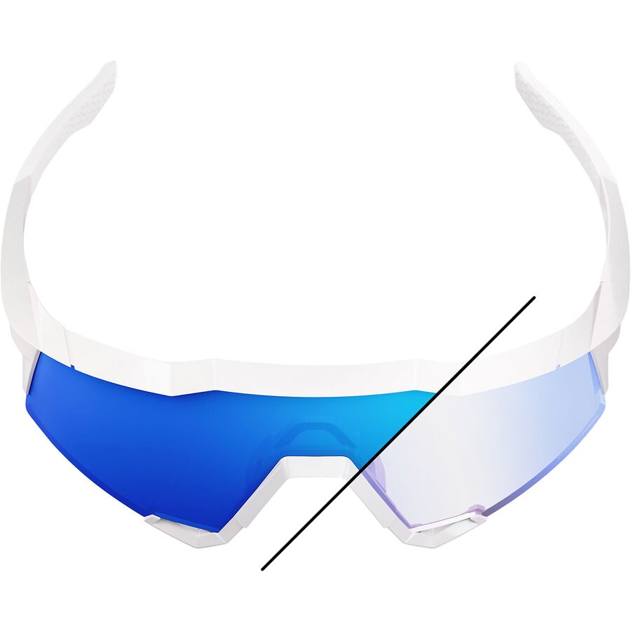100% Speedcraft Sunglasses Bastille LE/Pearl White Glitter/Blue Mirror Photochromic Lens
