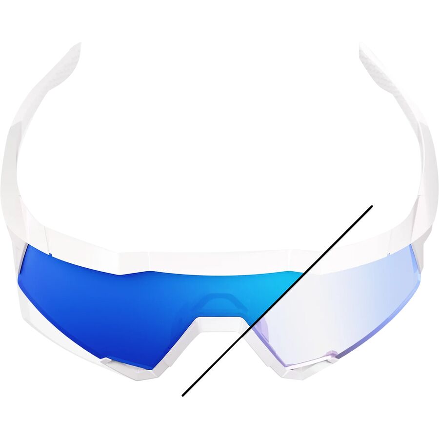100% Speedcraft XS Sunglasses Bastille LE/Pearl White Glitter/Blue Mirror Photochromic Lens