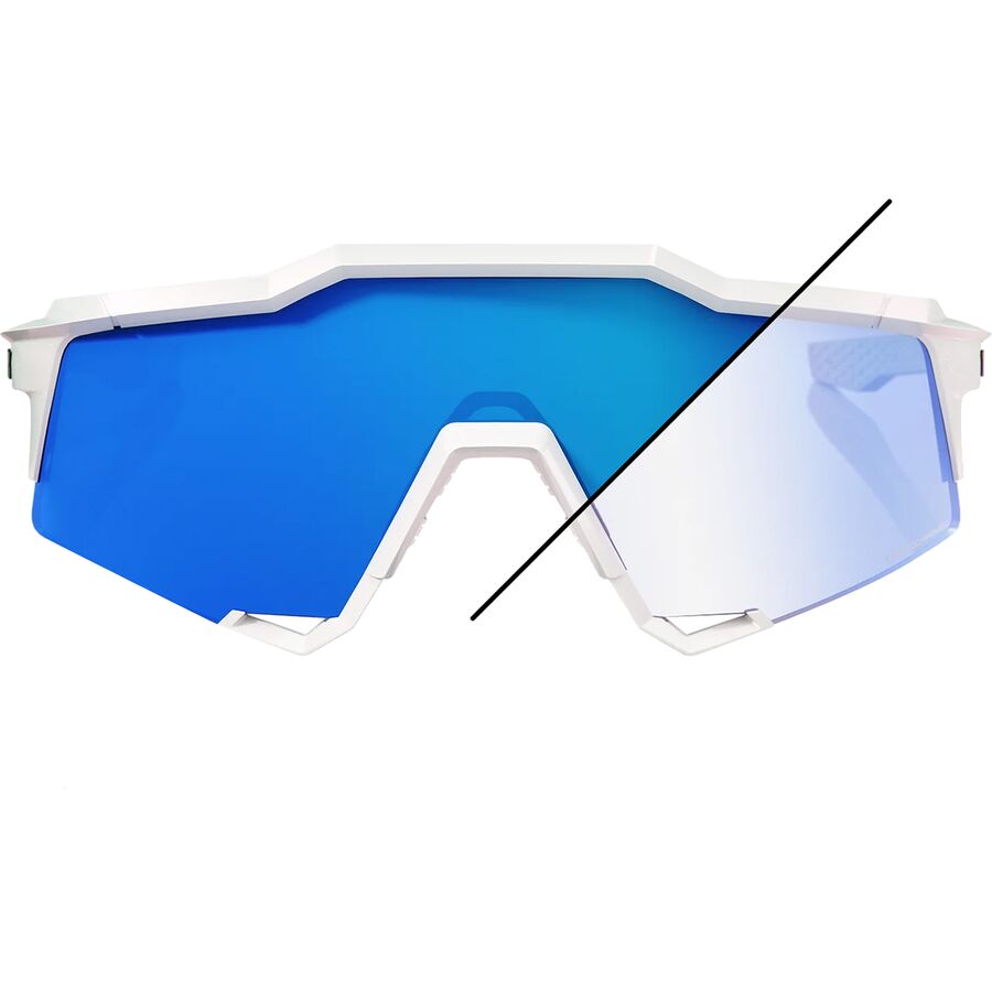 100% Speedcraft XS Sunglasses Bastille LE/Pearl White Glitter/Blue Mirror Photochromic Lens