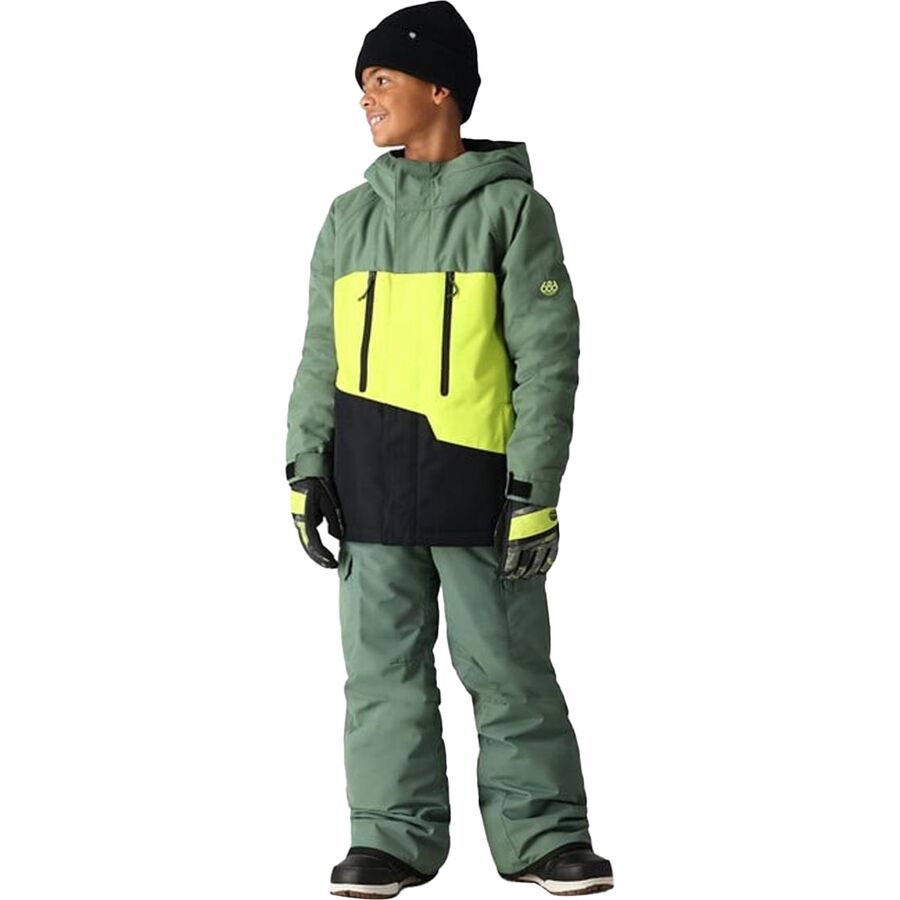 686 Geo Insulated Jacket 2025 - Boys' Cypress Lime Colorblock