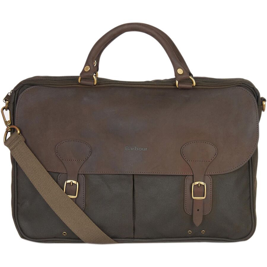 Barbour Wax Leather 4L Briefcase Olive