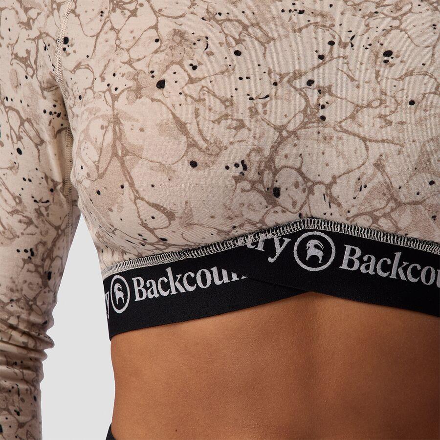 Backcountry Cedars RWS Merino Lt-Wt Baselayer Cropped Crew Top - Women's Fog Zastrugi Print