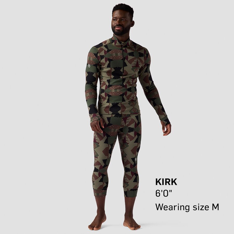 Backcountry Cedars RWS Merino Mid-Wt Baselayer 1/4-Zip Top - Men's Kalamata Geo Collage Print