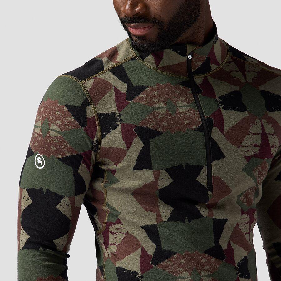 Backcountry Cedars RWS Merino Mid-Wt Baselayer 1/4-Zip Top - Men's Kalamata Geo Collage Print