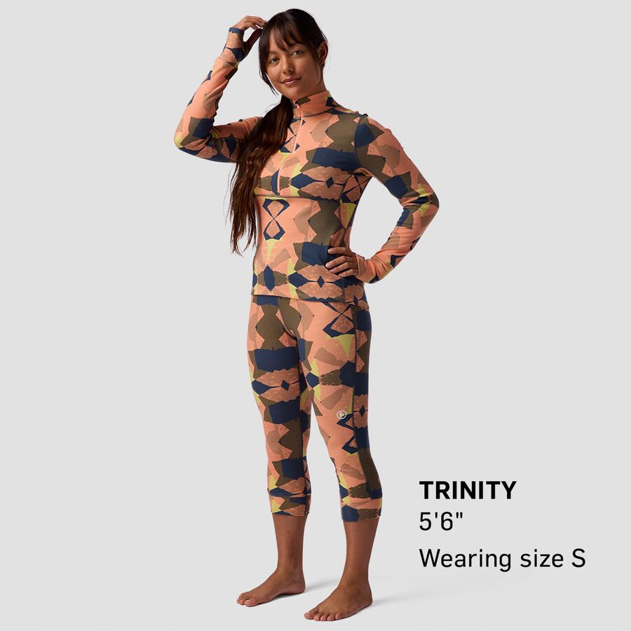 Backcountry Cedars RWS Merino Mid-Wt Baselayer 3/4 Bottom - Women's Peach Sky Geo Collage Print