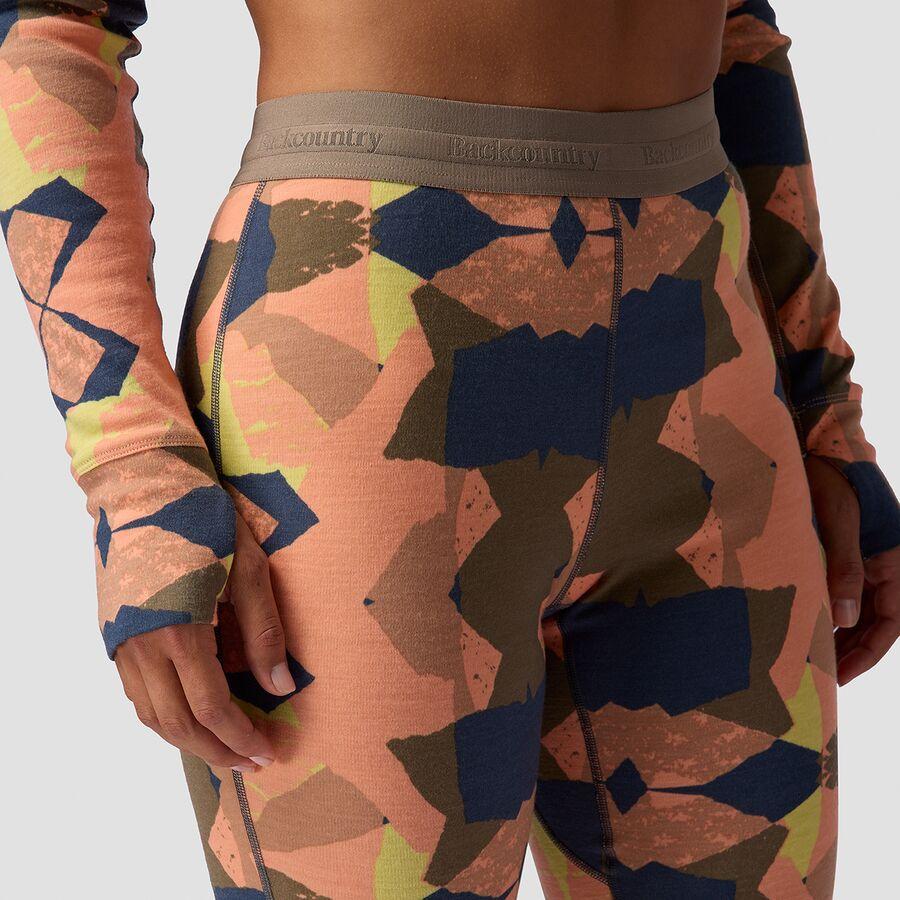 Backcountry Cedars RWS Merino Mid-Wt Baselayer 3/4 Bottom - Women's Peach Sky Geo Collage Print