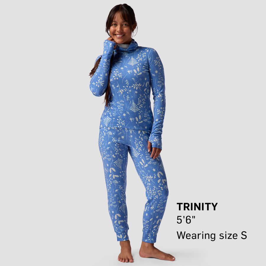 Backcountry Cedars RWS Merino Mid-Wt Baselayer Funnel Neck Top - Women's Deja Blue Print