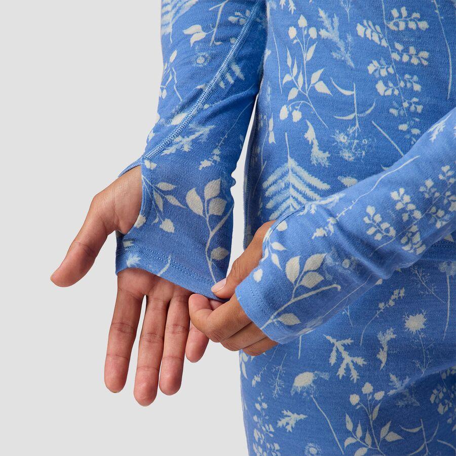 Backcountry Cedars RWS Merino Mid-Wt Baselayer Funnel Neck Top - Women's Deja Blue Print
