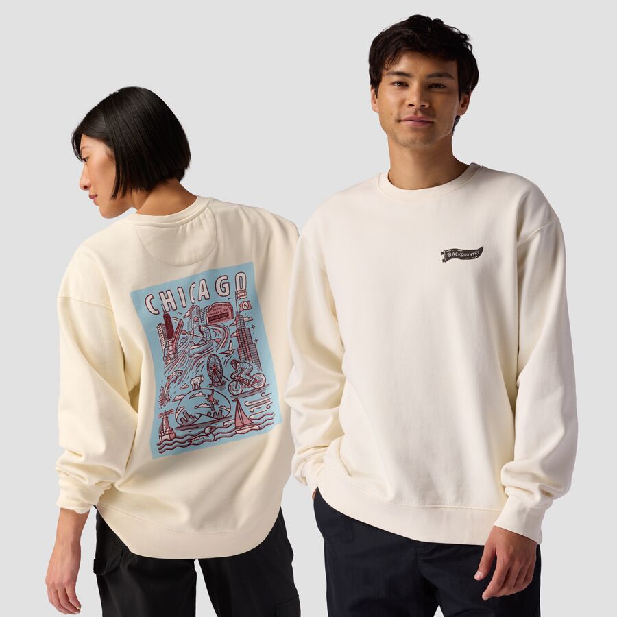 Backcountry Chicago Poster Crew Sweatshirt Vintage White