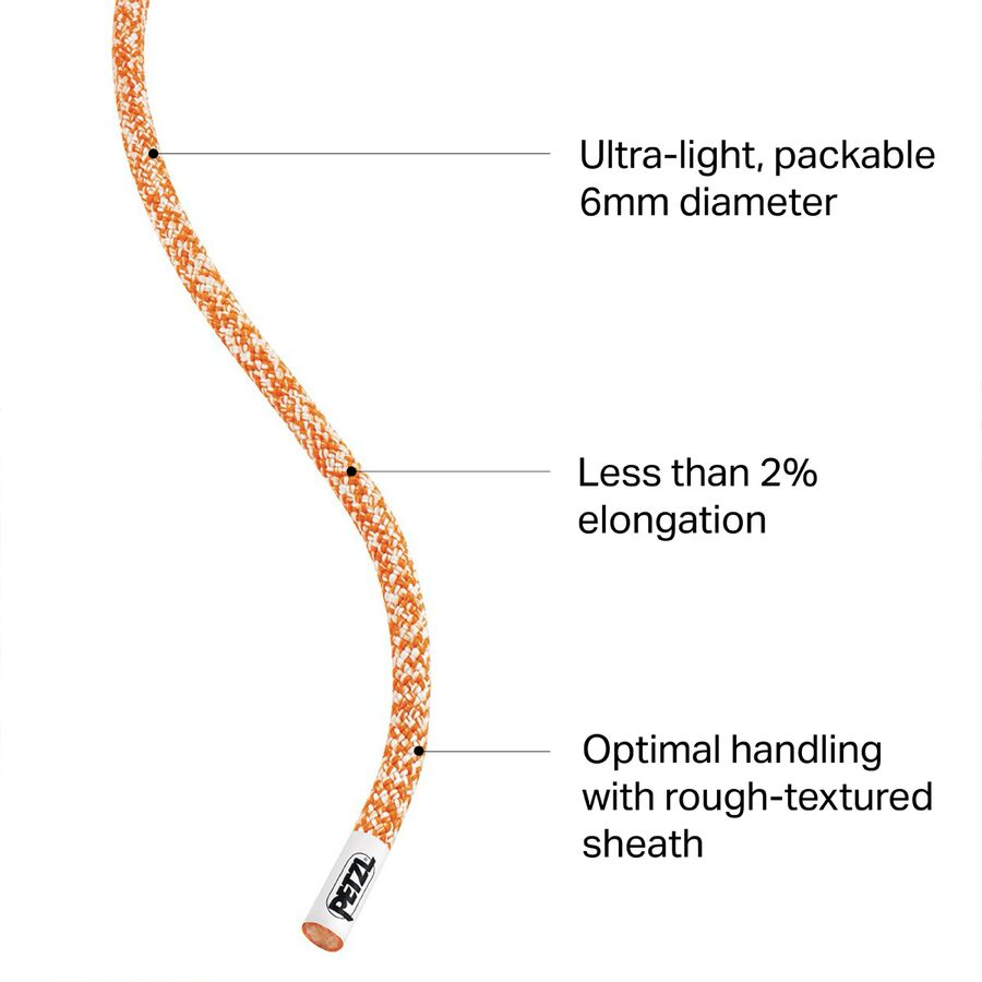 Petzl Rad Line 6mm Rope Orange