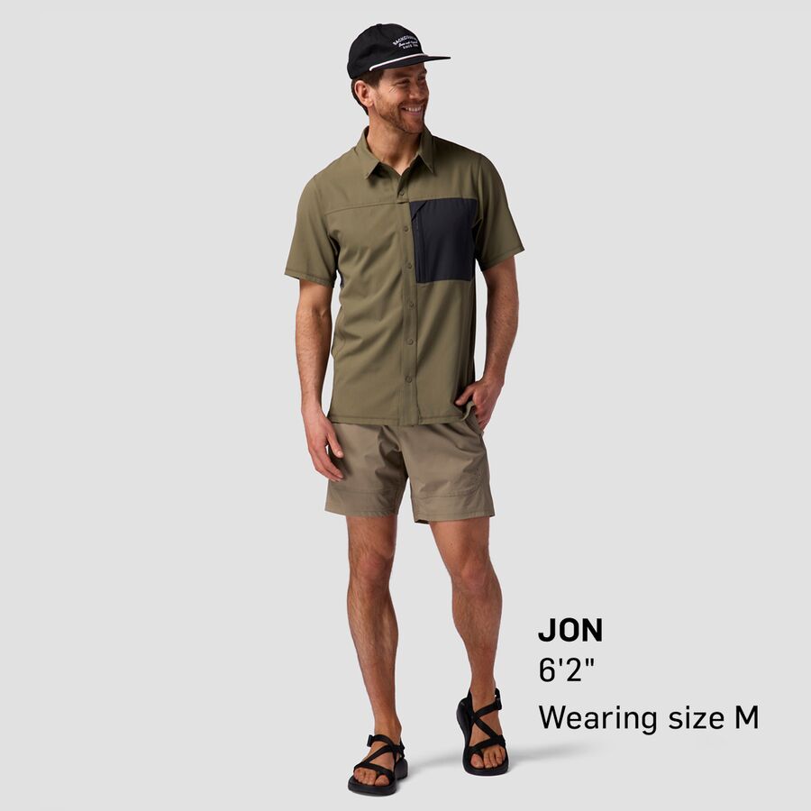 Backcountry Tahoe Woven Short-Sleeve Snap-Up Shirt - Men's Kalamata / Black