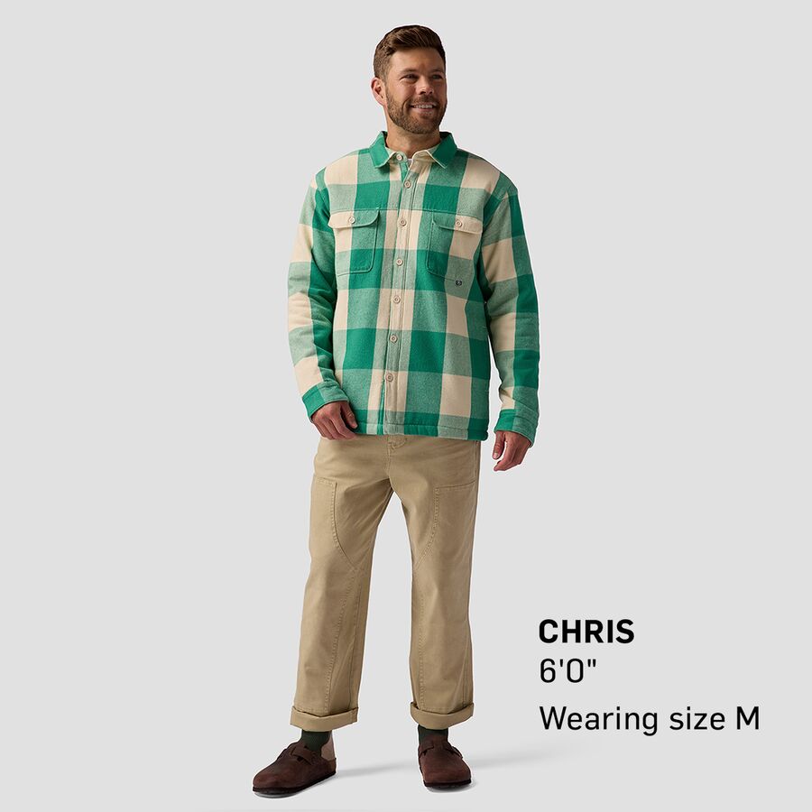 Backcountry Venture Pile-Fleece Lined Flannel Shirt Jacket- Men's Gearhead Green Buffalo