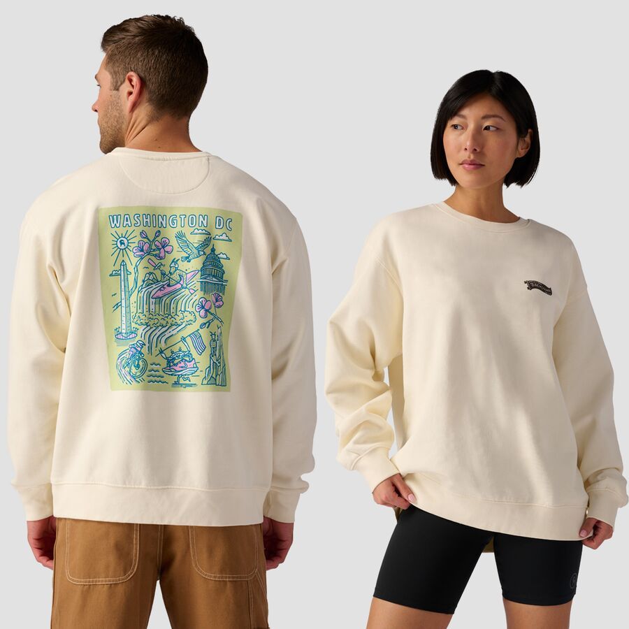 Backcountry Washington DC Poster Crew Sweatshirt Vintage White