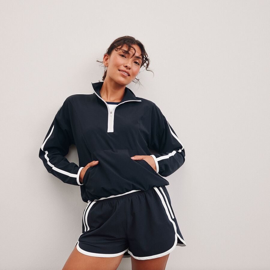 Beyond Yoga Contrast 1/2-Zip Pullover - Women's Nocturnal Navy/True White