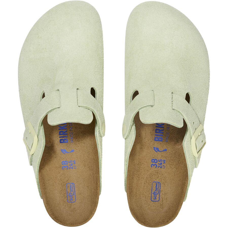 Birkenstock Boston Soft Footbed Suede Narrow Clog - Women's Faded Lime Suede