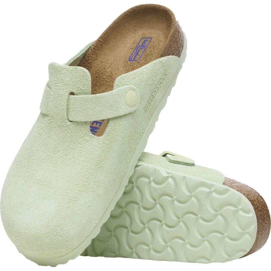 Birkenstock Boston Soft Footbed Suede Narrow Clog - Women's Faded Lime Suede