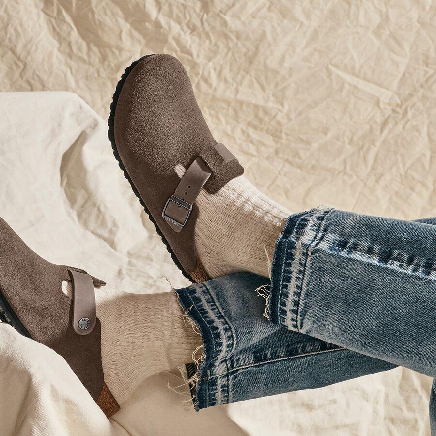 Birkenstock Boston Suede Oiled Leather Clog - Men's Concrete Gray/Iron Suede/Oiled Leather