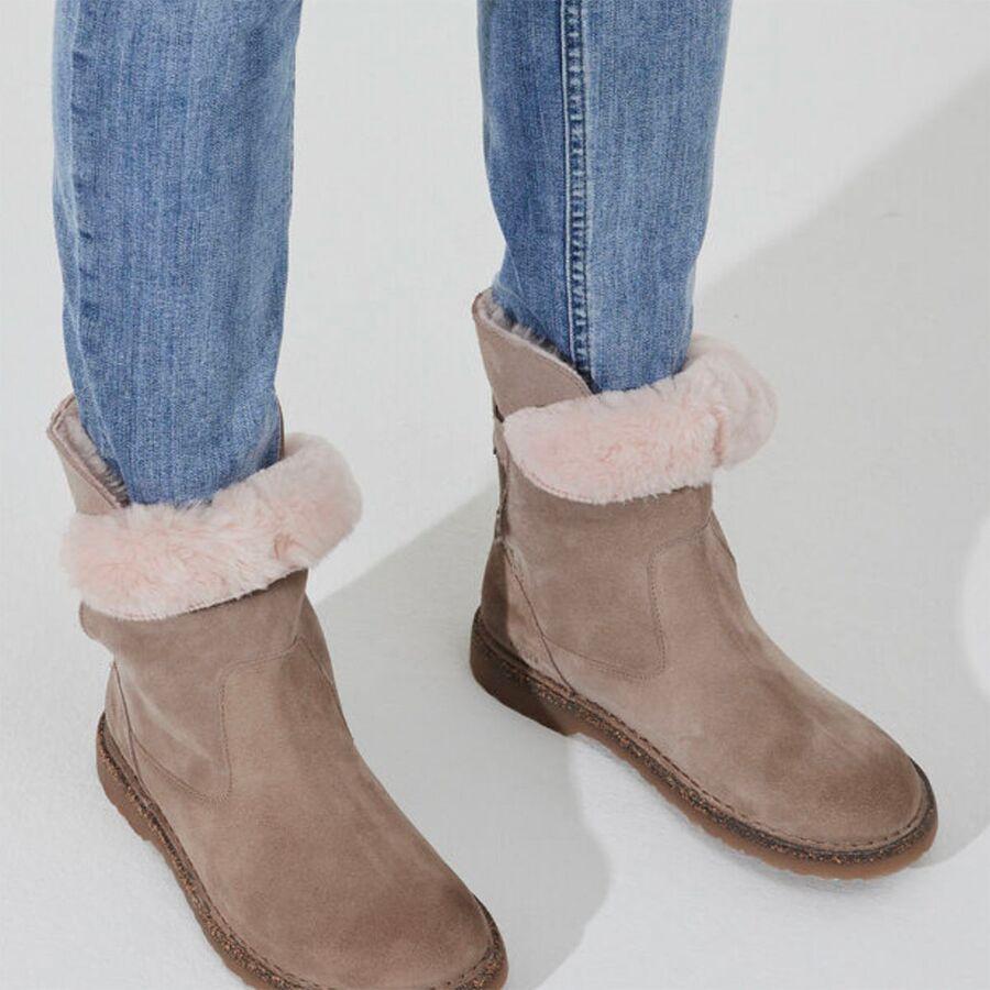 Birkenstock Upsalla Shearling Boot - Women's Suede/Shearling/Gray Taupe/Soft Pink