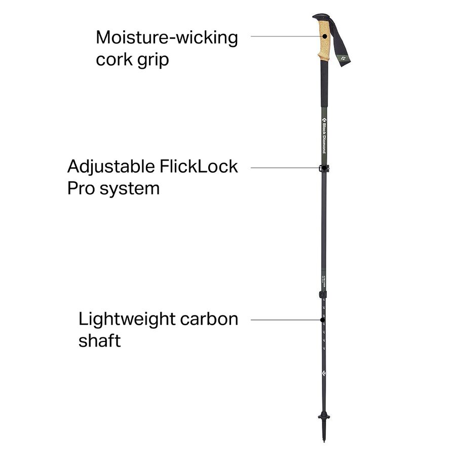Black Diamond Alpine Carbon Cork Trekking Poles Tundra