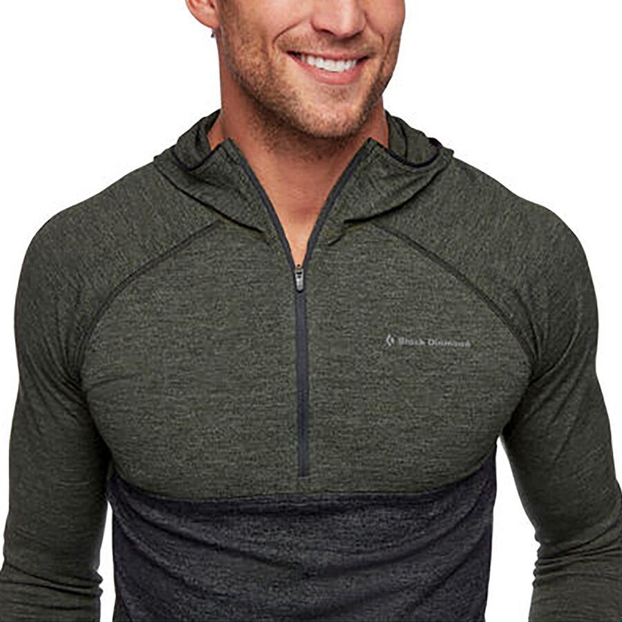 Black Diamond Solution Wool Half-Zip Hooded Baselayer Top - Men's Black