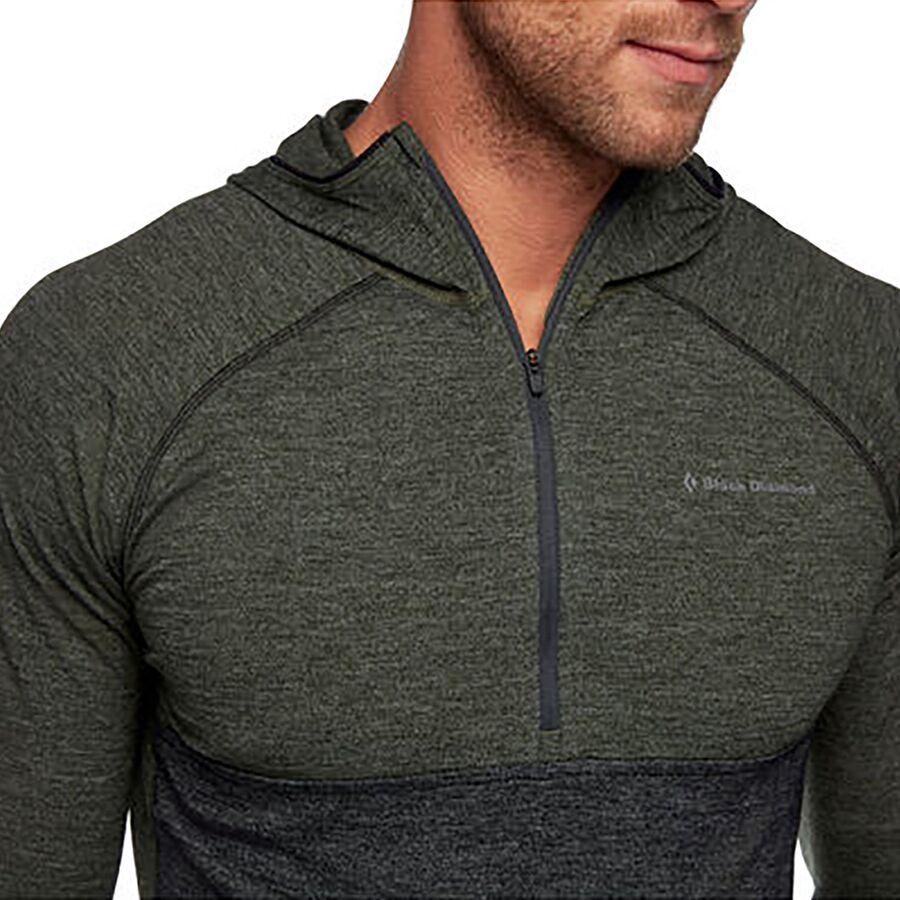 Black Diamond Solution Wool Half-Zip Hooded Baselayer Top - Men's Black