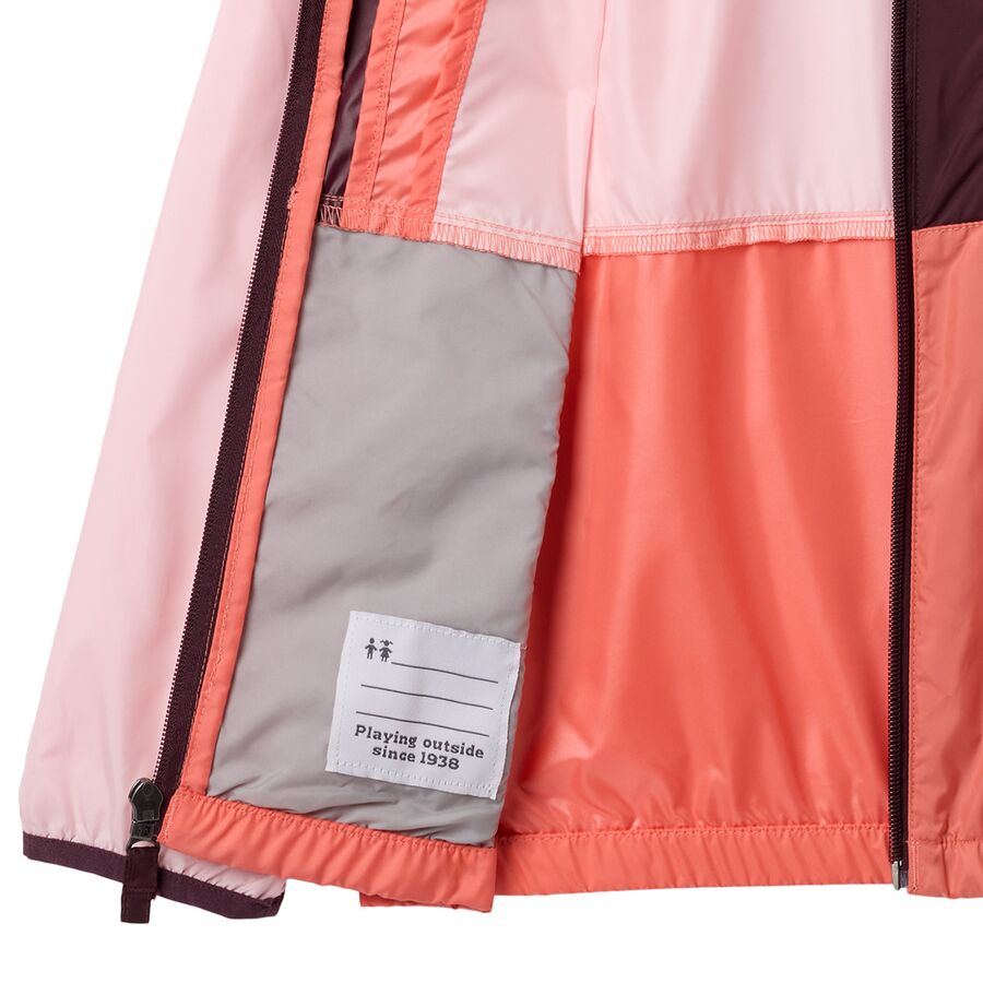 Columbia Back Bowl II Hooded Windbreaker - Kids' Satin Pink/Hot Coral/Moonvista