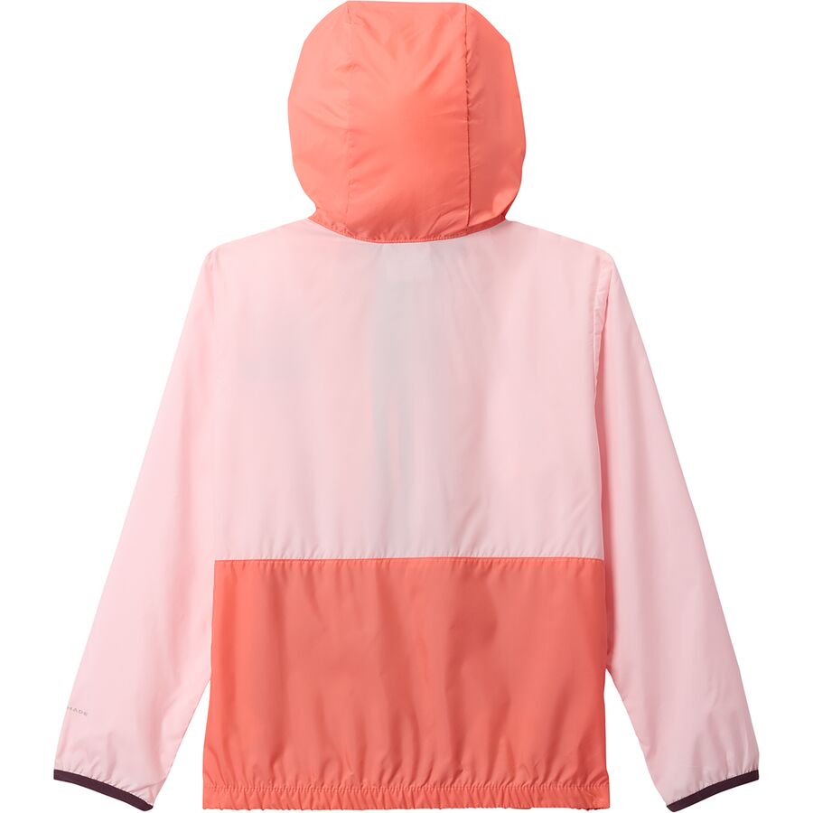 Columbia Back Bowl II Hooded Windbreaker - Kids' Satin Pink/Hot Coral/Moonvista