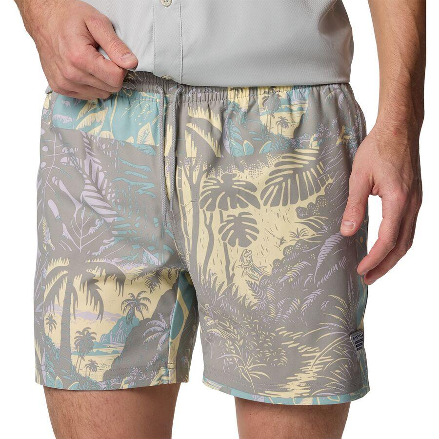 Columbia PFG Rambler Printed 8in Water Short - Men's Lemon Wash Tarpon Trek