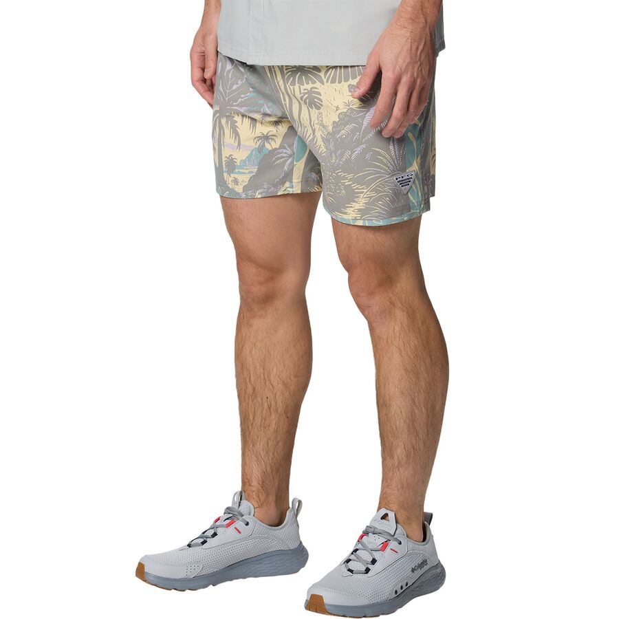 Columbia PFG Rambler Printed 8in Water Short - Men's Lemon Wash Tarpon Trek