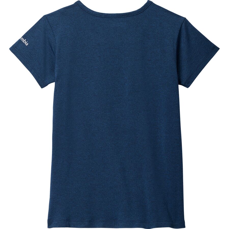 Columbia Tech Trail Short-Sleeve Graphic Shirt - Girls' Collegiate Navy Heather/Ridge Line Life