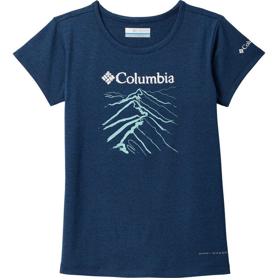 Columbia Tech Trail Short-Sleeve Graphic Shirt - Girls' Collegiate Navy Heather/Ridge Line Life