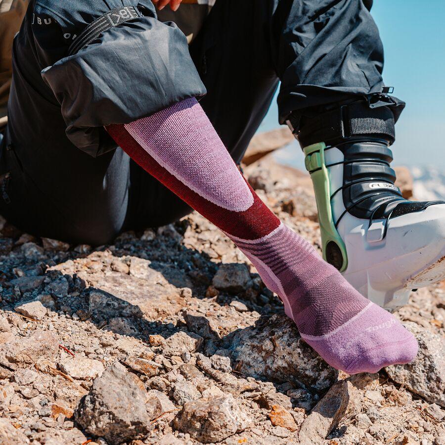 Darn Tough Outer Limits OTC LW Cushion Padded Shin Sock - Women's Burgundy