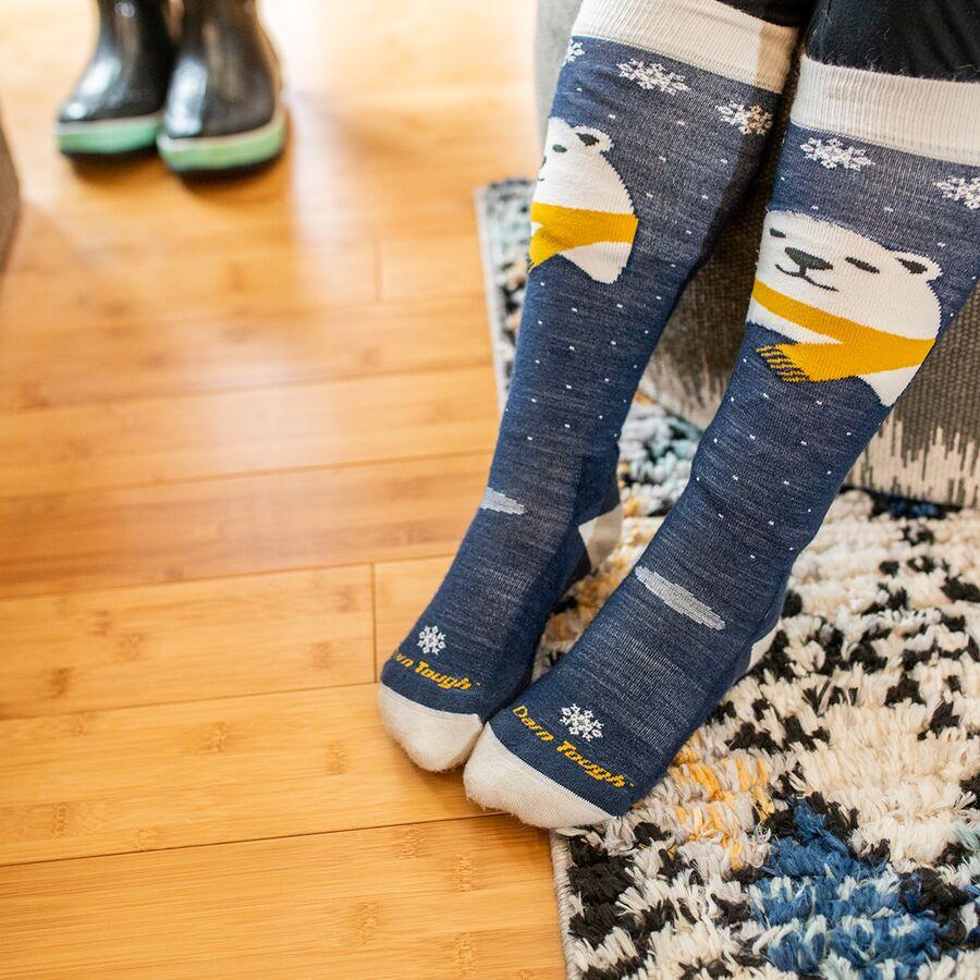 Darn Tough Polar Bear OTC Midweight Cushion Padded Shin Sock - Kids' Blue