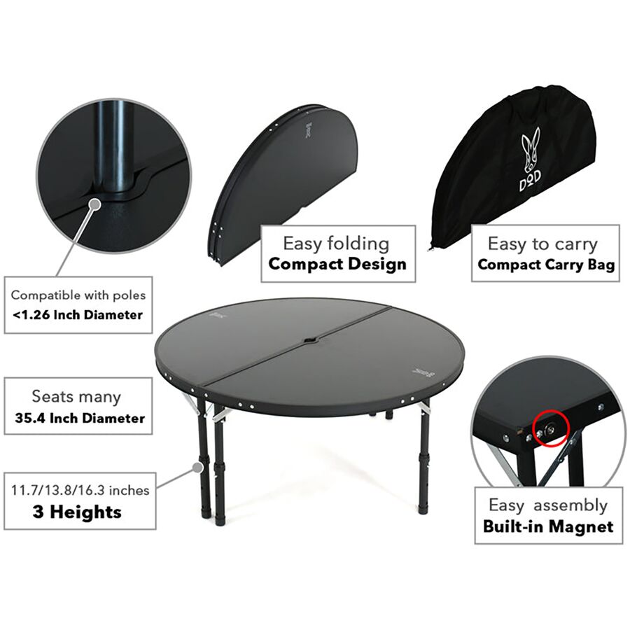 DOD Outdoors Ichi One Pole Tent Table Black