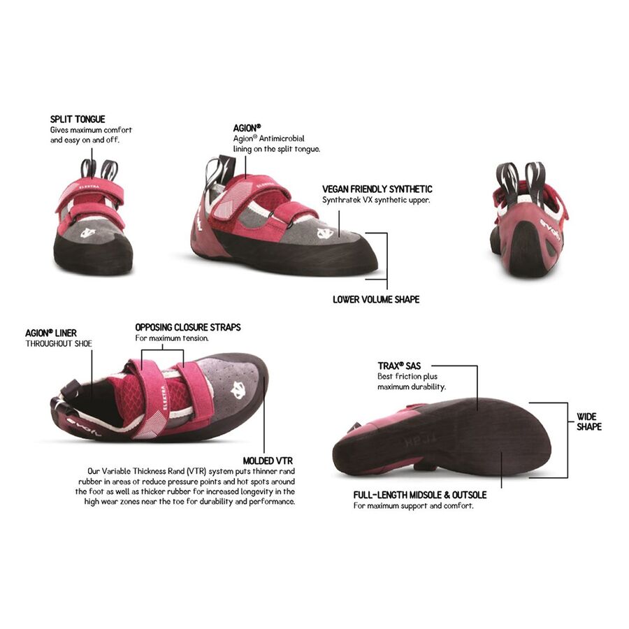 Evolv Elektra Climbing Shoe - Women's Merlot/Gray