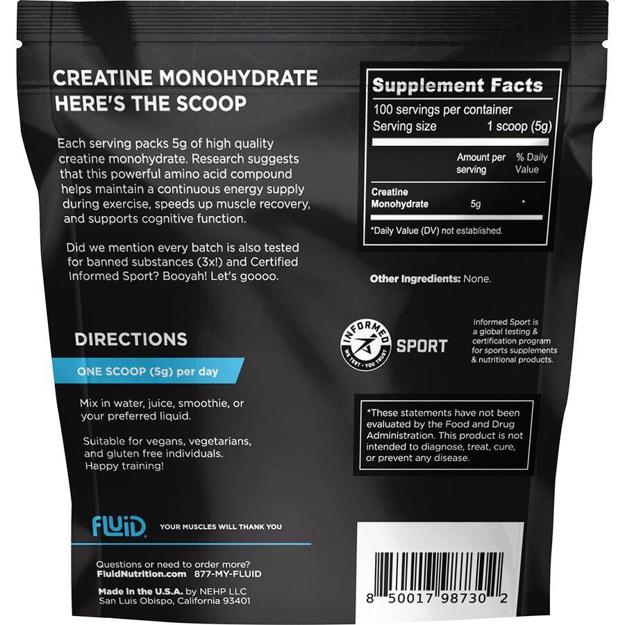 Fluid 100% CREATINE MONOHYDRATE 100 Serving Bag
