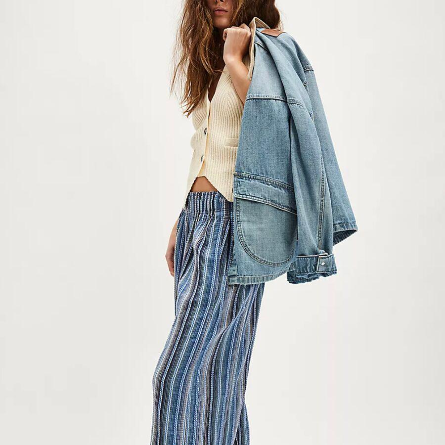 Free People Days End Linen Stripe Pant - Women's Indigo Combo