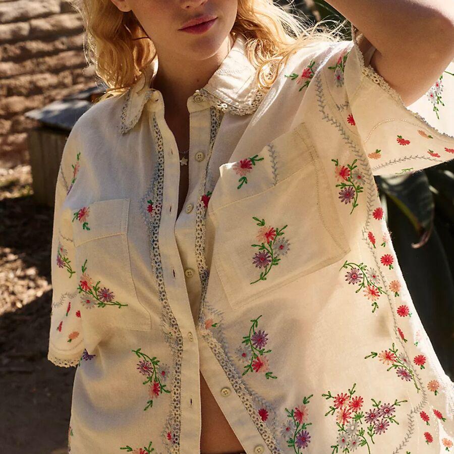 Free People Emma Embroidererd Top - Women's Tofu Combo