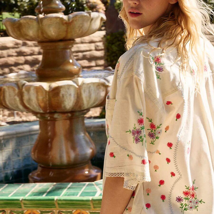 Free People Emma Embroidererd Top - Women's Tofu Combo