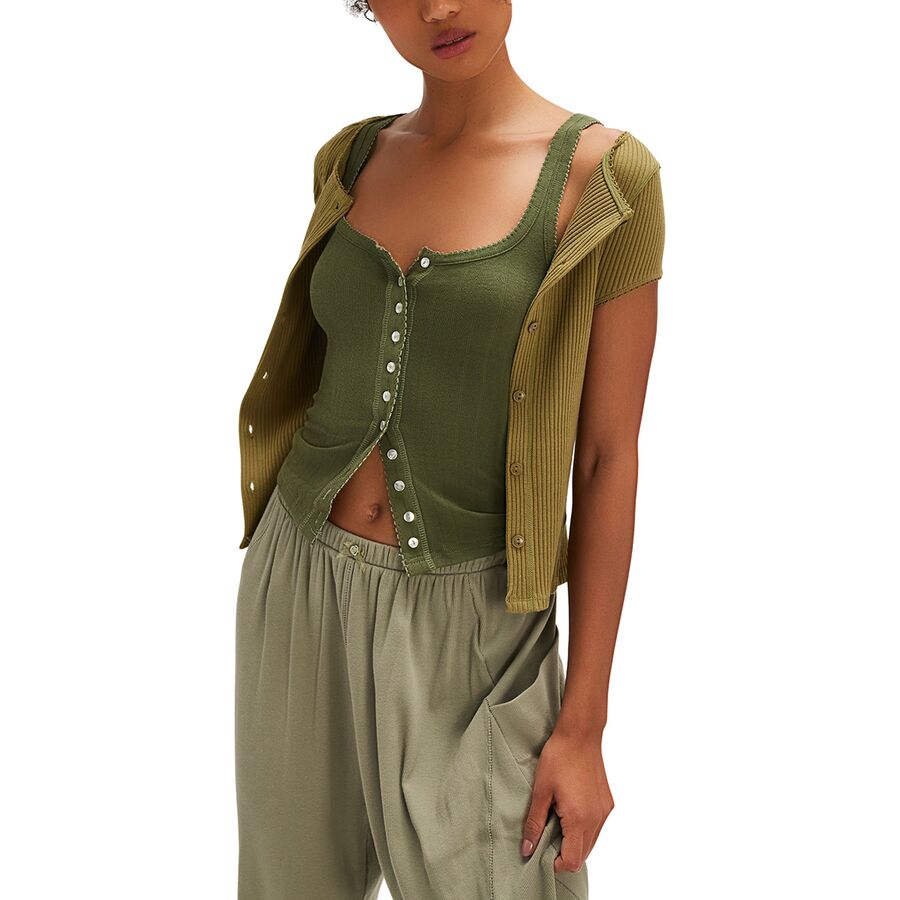 Free People End Game Pointelle Tank Top - Women's Army