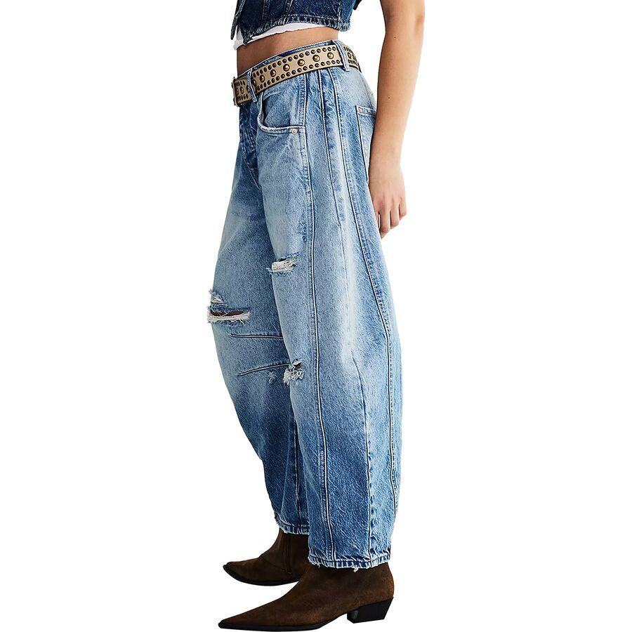 Free People Good Luck Mid Rise Barrel Pant - Women's Barnyard Blue