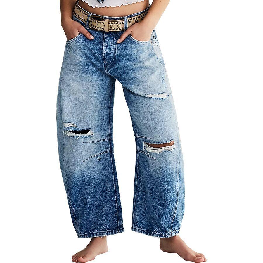 Free People Good Luck Mid Rise Barrel Pant - Women's Barnyard Blue