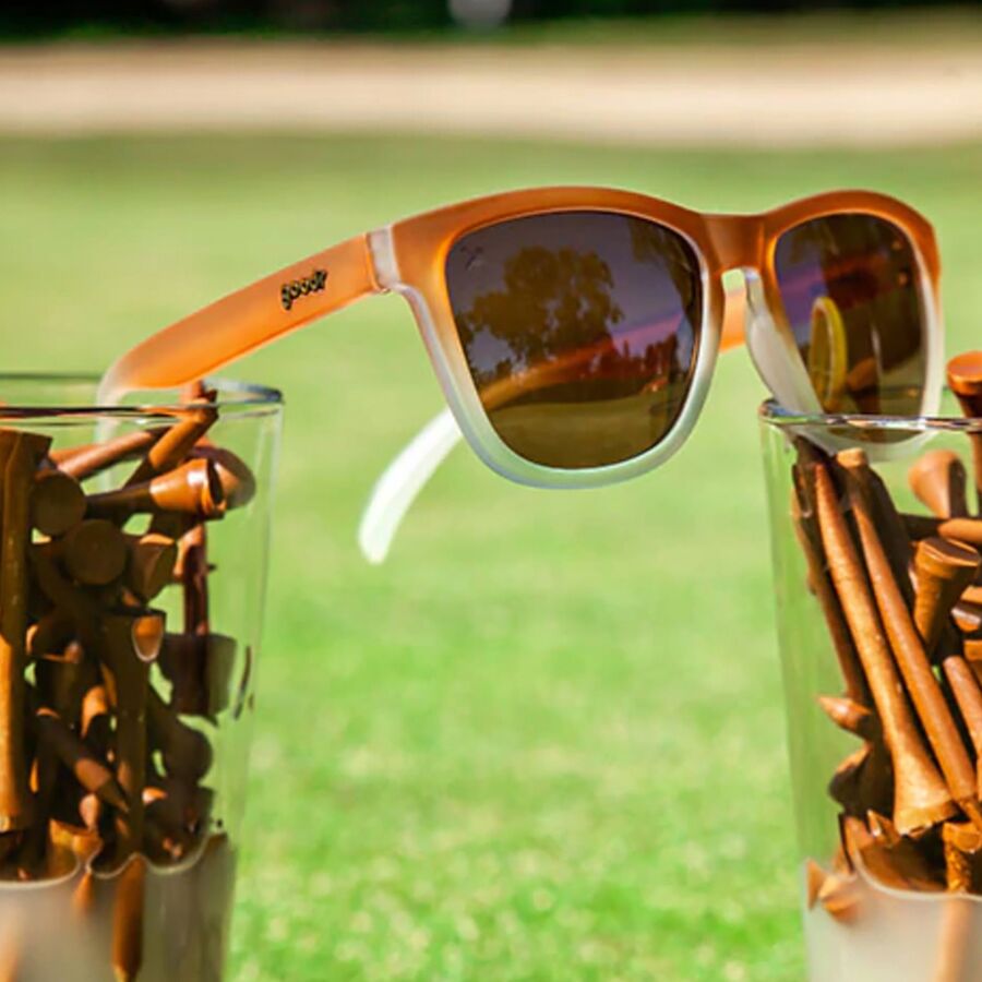 Goodr OG/Golf Polarized Sunglasses Three Parts Tee/Orange/Brown To Yellow Ombre Golf Lens