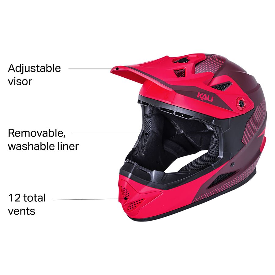 Kali Protectives Zoka Full-Face Helmet Dash Mat Red/Burgandy