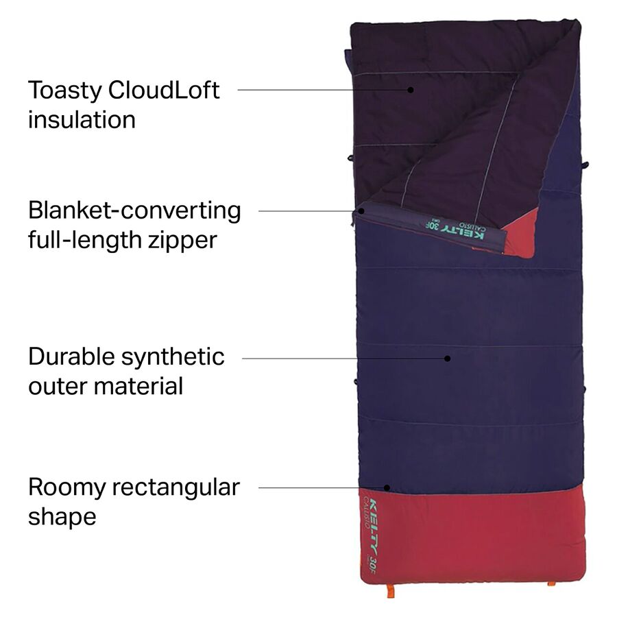 Kelty Callisto 30 Sleeping Bag: 30F Synthetic - Kids' Italian Plum