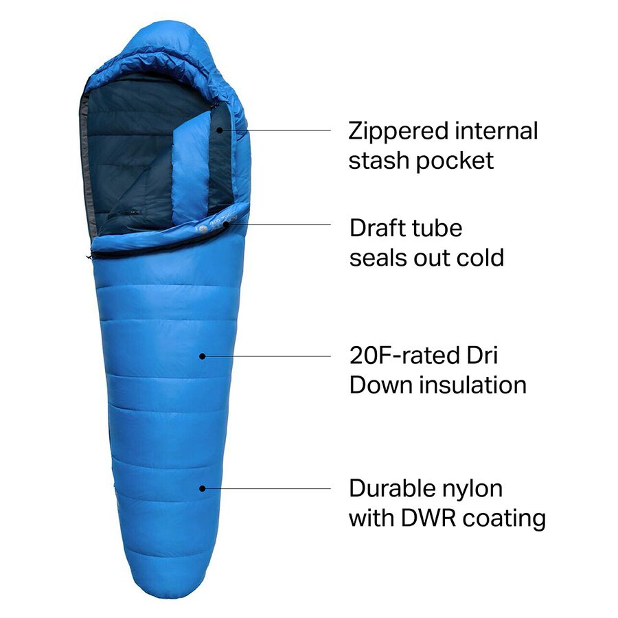 Kelty Cosmic Ultra 800 DriDown Sleeping Bag: 20F Down Tapestry Blue/Dark Shadow