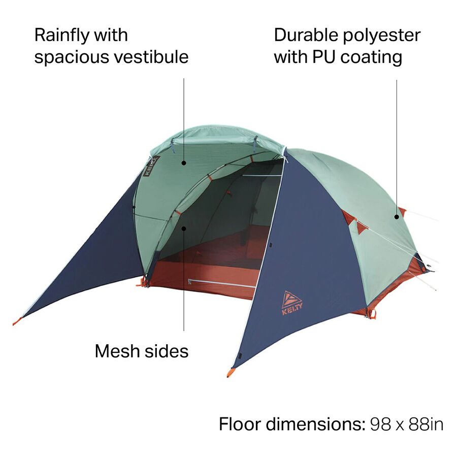 Kelty Rumpus 4P Tent: 4-Person 3-Season Malachite/Midnight Navy/Golden Oak