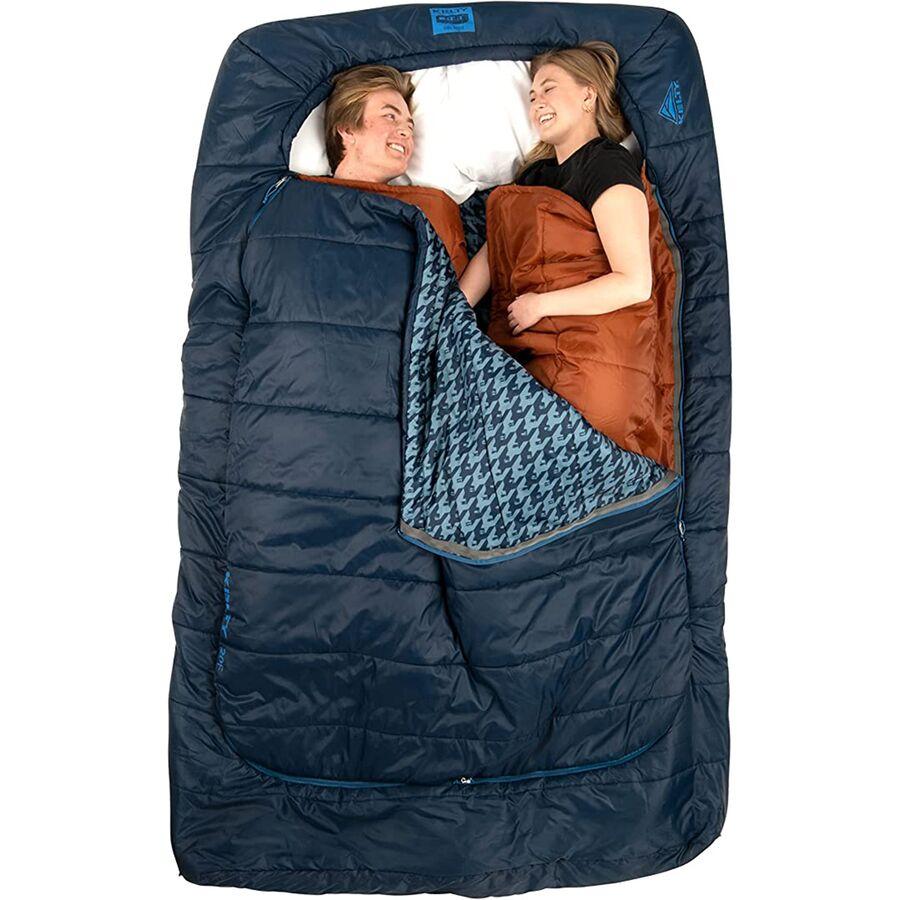Kelty Tru.Comfort Doublewide Sleeping Bag: 20F Synthetic Pageant Blue/Cathay Spice